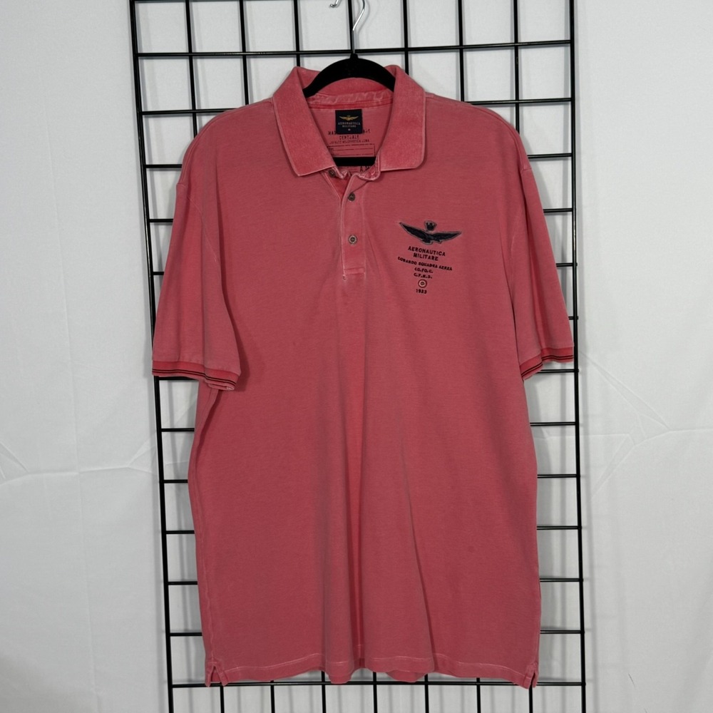 Aeronautica Militare Polo Shirt Mens 4XL Pink Casual Activewear Sporty Golf
